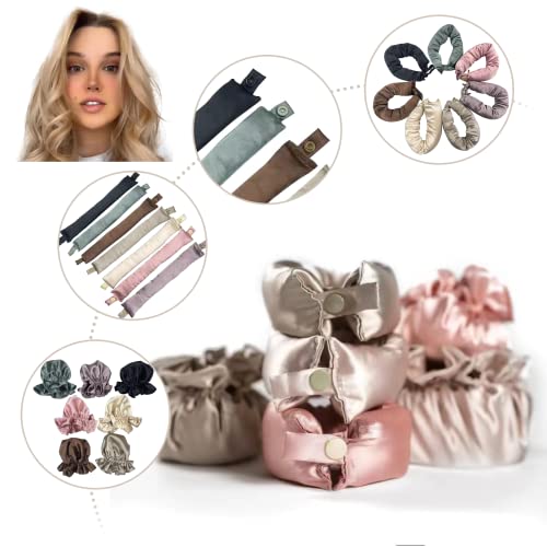 Satin Heatless Curling Set - Curling Stick + Curly Hair Cover, The Zero Heat Bun Bons Curling Set, Big Wave Sleep Lazy Person Curling Hair Artifact, Heatless Curly Hair Set For Women #TOP1