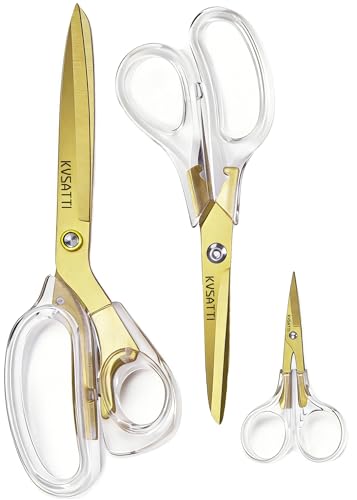 3 Pack Scissors all Purpose,Gold Office Scissors for Desk,Titanium Coating Forged Sharp Scissors,for Cutting Crafting Paper Art School Home Supplies