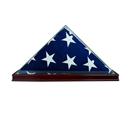 Perfect Cases TTFLGSPT-C 9.5 x 5 ft. All Glass Flag Display Case, Cherry