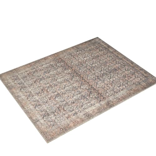Loloi BILLBIL-01IKSM6090 Amber Lewis X Billie Collection, Ink & Salmon 6'-0 Inch X 9'-0 Inch Area Rug – Antique & Distressed Accent Rugs thumb #2