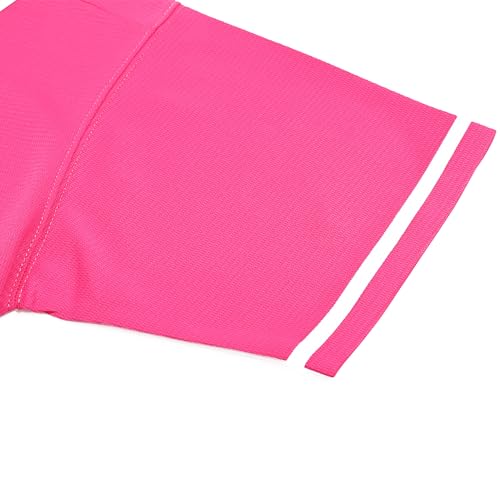 Pullonsy Blank Softball Baseball Jersey for Men Women Child Youth Button Down Hip-Hop Shirt,White Stripe Hot Pink Jersey,Size S