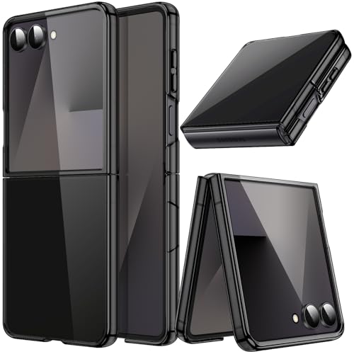 Image of JETech Case for Samsung Galaxy Z Flip 7 2025, Crystal Transparent Hard PC Shell, Anti-Scratch Shockproof Slim Protective Phone Cover (Black)