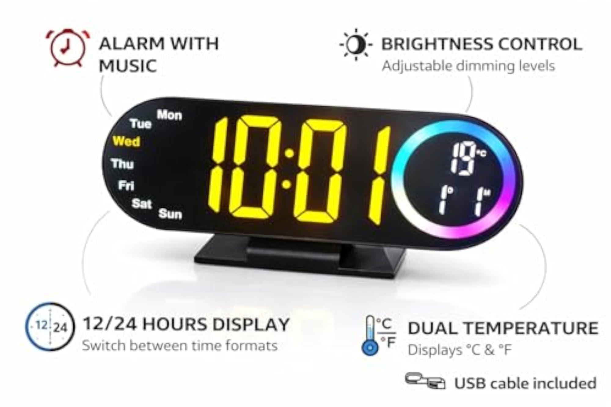 Stylish Digital Alarm Clock with LED Display