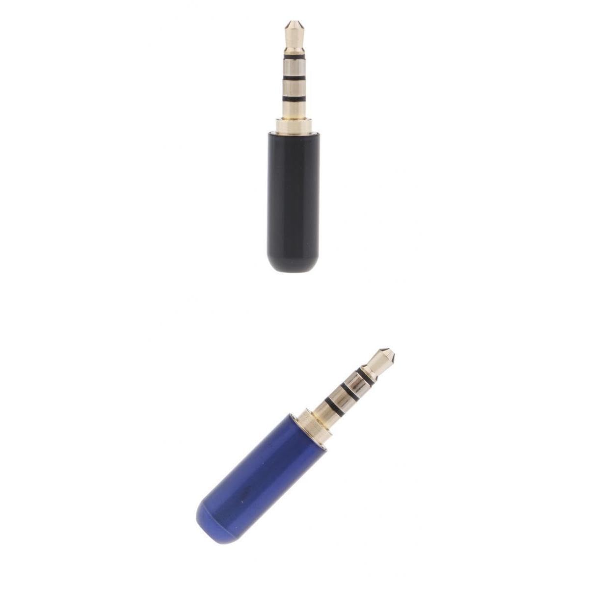 ATORSE 3.5mm 1/8" TRRS 4 Pole Male Plug A/V Solder Connector Black+ Blue-image-21