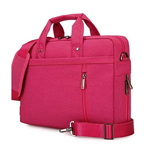 Maletin Portatil Bandolera para Ordenador Portátil 17 Pulgadas Maletín Bolso de Mensajero Impermeable Portadocumentos para Tableta Negocios/Universidad/Mujeres/Hombres Rosa Rojo
