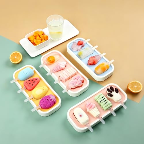 Molde de silicona para paletas de 4 cavidades con tapa miniatura 1