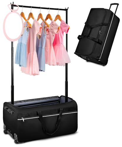 Dance Bag with Garment Rack, OMIDEL 29" Rolling Dance Competition Duffle Bag with Garment Rack & Silent Wheels, Collapsible Dance Suitcase for Dance Competition Shows Recitals Travel