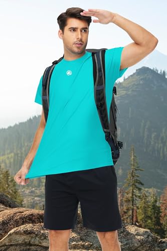 Image of AOBUTE Mens Swim Shirts Short Sleeve UPF 50+ Sun Shirt Quick Dry Rash Guard Fishing Swimming Shirt