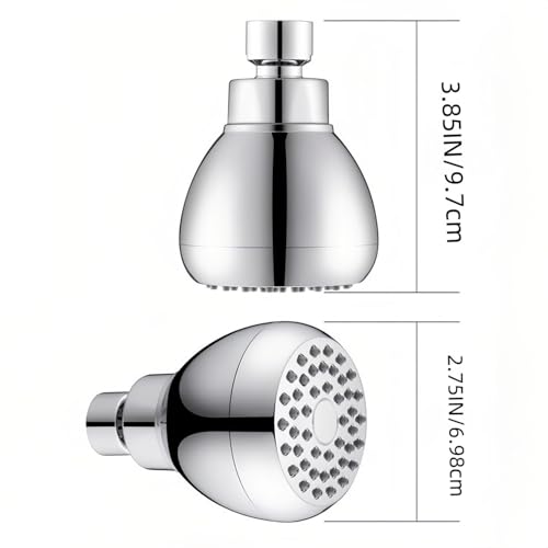 High Pressure Shower Head 3\" Chrome - 360° Rotating Self-Cleaning Jets, Water Saving Flow Optimizer, Easy Install & Rustproof ABS, Spa Rainfall Spray for Adults/Elderly - Thumbnail 6