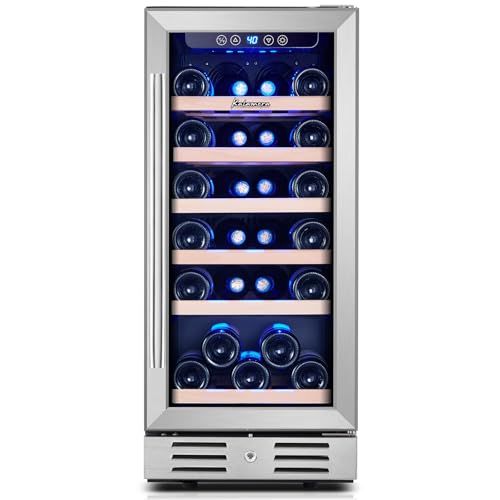 Kalamera 15 Inch Wine Fridge, 28 Bottle Wine Cooler Refrigerator, 40-66℉ Digital Temperature Control,Built-in or Freestanding