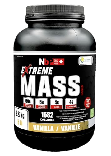 Sunshine Biopharma - Extreme Mass gainer muscle builder, 5 lbs (2.27 kg) low sugar high calories for intense workouts (Vanilla)