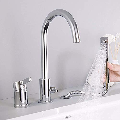Robinet de douche 3 trous chromé pour baignoire moderne