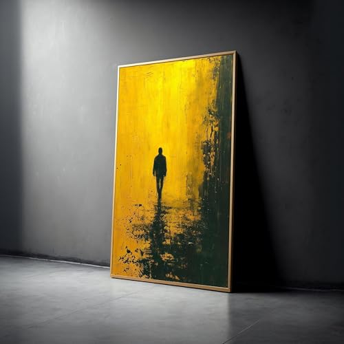 Décoration intérieure minimaliste tableau abstrait silhouette jaune