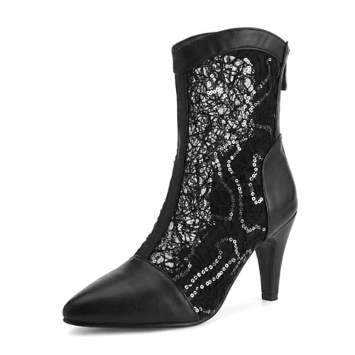 Bottes de mariage à lacets et bout pointu à paillettes pour femmes