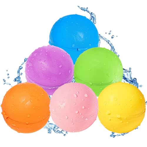SOPPYCID Globos de Agua Reutilizables, Juguetes de Verano para Niños, Bombas de Agua, Bolas de Silicona Suave para Rociar Agua(6 Piezas).