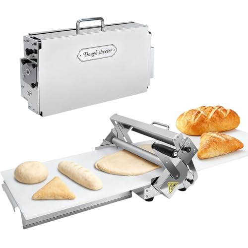Sunseota Sfogliatrice Elettrico Professionale, Macchina per Pasta Sfoglia, con Spessori Regolabili, per Croissant, Pizza e Pasta, Superficie Antiaderente in PP 40.9x22.6x9.3