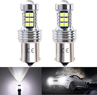 Ba15s 1156 P21W LED 12V 24V Reversing Light Bulbs, White 6500K High Bright Backing Up Lamps, DRL Daytime Running Lights, Rear Parking Lights, Rear fog lamp, 2 Pieces