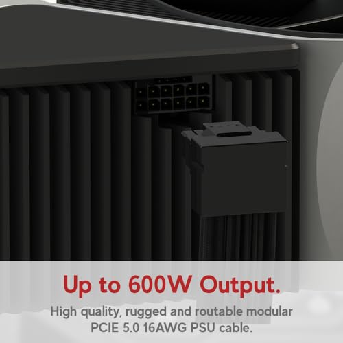 Image of LINKUP - AVA Right Angle 600W PCIE 5.0 16Pin (12+4) High Current Power Cable | Molded & Soldered Type 16AWG Sleeved | Compatible with RTX5000 RTX4000 RTX3000 FE | 70cm Black