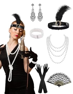 PLULON 7 pezzi accessori da donna anni '20 Great Gatsby Flapper Dress accessori moda moda Roaring 20s