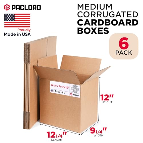 Image of Medium Cardboard Boxes 12 1 /4 inchL x 9 1 /4 inchW x 12 inchH (Pack of 6) - USA-Made Packing Boxes for Moving, Shipping, or Storage - USPS, UPS, FedEx Approved - Professional Packing Supplies for Moving