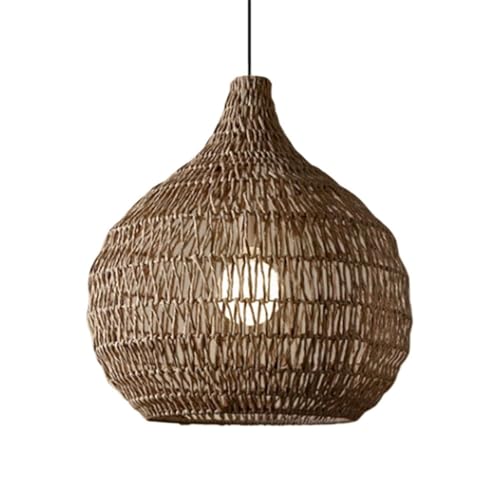 Suspension tissée en rotin style vintage bohème et lustre côtier pour îlot de cuisine