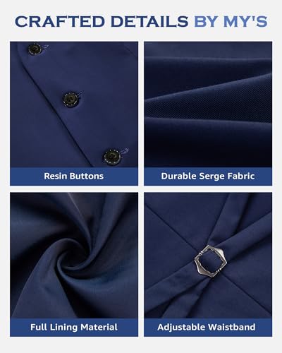 MY'S Mens Suit Vest, Formal Business Dress Waistcoat for Wedding Party Casual3