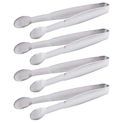 HINMAY Mini Serving Tongs 5-Inch Stainless Steel Small Appetizer Tongs, Set of 4 Cover