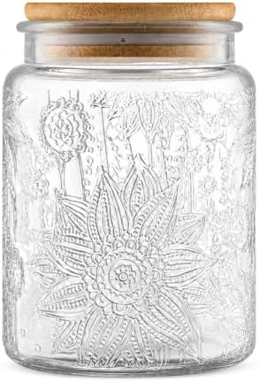 Vintage Glass Jar with Lid, 23.7oz Coffee Canister | Airtight Gla...