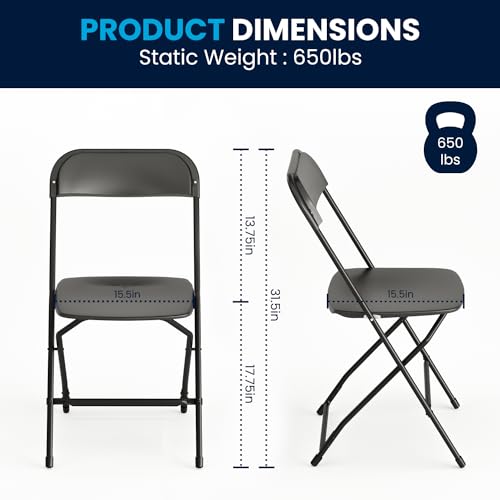 Flash Furniture Hercules Series Plastic Folding Chairs for Parties and Weddings, Stackable Commercial Event Seats with 650-lb. Static Weight Capacity, Set of 4, Black by Flash Furniture - Image 9