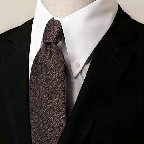 Image of Barry.Wang Skinny Ties for Men Cashmere Wool Blend Necktie with Tie Clip | Tie and Tie Clip Set, Cashmere Wool Blend, Textured Woven Stripe, 2.76 x 63 Inches, Extra Long Slim, Wedding Work Winter
