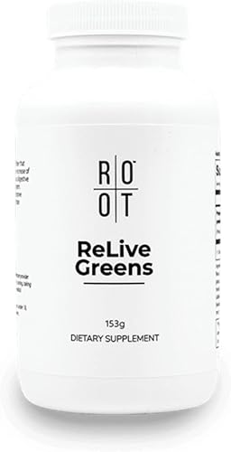 Root Relive Greens de Dr. Rahm's  Superfood Powerhouse con verduras de hoja verde, frutas y fibras oscuras - 5.40 oz