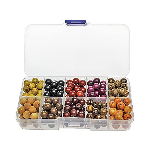 MJDCB 200pcs 8mm Perles en Bois Kit Rondes En Vrac Pierres 10 Couleurs Perles en Bois Naturel pour Bracelet Collier Fabrication de Bijoux