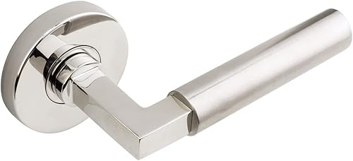 INOX RA221L462-SP Rosette Tubular Latch-4 Juego de privacidad con palanca Aurora y fondo de 2-38 pulgadas, acero inoxidable pulidosatinado