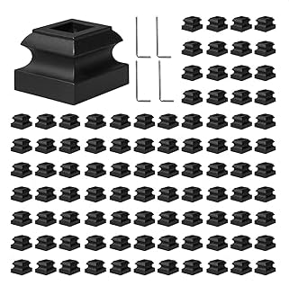 104 Pcs Iron Baluster Shoes 1/2 Inch Stair Flat Shoe with Screw Satin Black Metal Spindle Railing Square Scroll Basket Twist Knuckle Staircase Balusters for Staircase Baluster