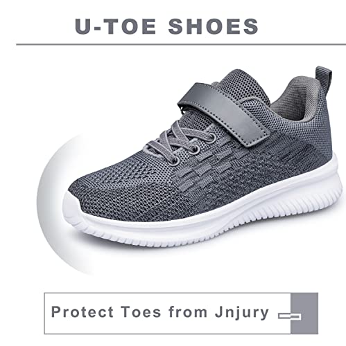 Boys Girls Shoes Sneakers Slip on Walking Tennis Shoes Lightweight Kids Shoes Grey Big Kid Size 5.5