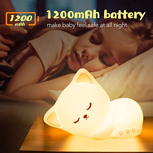 Luce Notturna Bambini Ricaricabile & Portatile, 16 Colori Luce Notturna Bambini Luce Notturna Gatto Kawaii, Lampada Notturna per Bambini & Regalo Bambina, Luce Notturna Neonato Lampada Bambini Gatto - Image 4