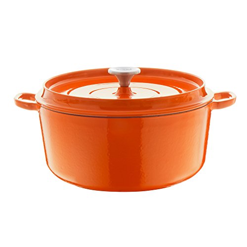 Berndes Cazuela con Tapa 034247 Hierro Fundido Fundido, 28 cm, Color Naranja