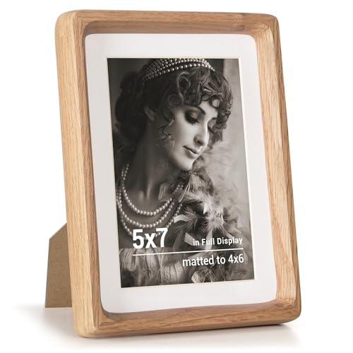 Fun Memories 5x7 木製フォトフレーム 4x6マット付き 手作り丸角
