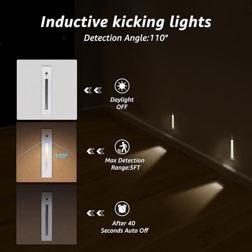 Image of SCON Motion Sensor Step Lights, Wired LED Stair Light for Indoor Use, Operated Automatic Motion Sensing Bright Lighting for Stairs Hallway /Pathway and Entryway Safety(3W /3000K /NODIM)