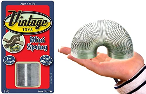 JA-RU Metal Mini Spring Toy Set 1.5" (2 Packs) Stress Relief Fidget Toys. Magic Toys for Kids Great Easter Basket Stuffers Party Favors Original Metallic Spring | Plus a Sticker 781-2A