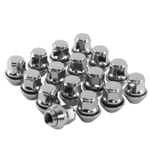 M12x1.5 Lug Nuts Chrome M12-1.50 Acorn 12x1.5 Taper Washer 19mm Hex Set of 16 for Ford Alloy Wheels Fit for Ford Fiesta Focus Kuga
