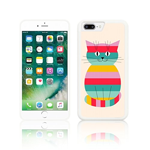 Jackster Trading Ltd TPU Silicone 'Funky Cat' Case for Apple IPHONE Silicone (iPhone 8 PLUS, White)