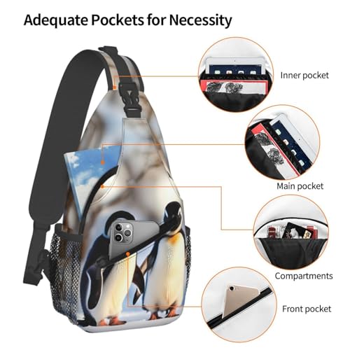 Morrales tipo sling con diseño de pingüinos para viajar miniatura 4