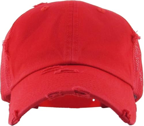 Image of KBETHOS Vintage Washed Distressed Cotton Dad Hat Baseball Cap Adjustable Polo Trucker Unisex Style Headwear