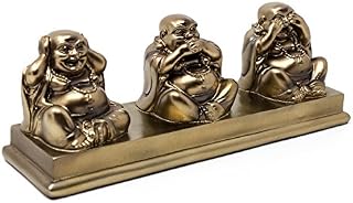 THORNE ANTIQUES AND COLLECTABLES Three Wise Buddhas - Hear No Evil Speak No Evil See No Evil - Lovely Laughing Buddha Ornament in Bronze Colour