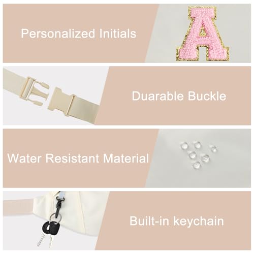 Image of Personalized Birthday Gifts for Women Christmas Gifts for Women Gifts Trendy Stuff Initial Fanny Pack Crossbody Belt Bag Gifts for Friends Her Cute Graduation Gifts,Beige A