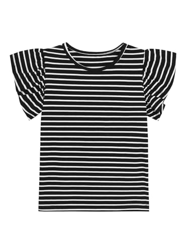 Image of Girls' Summer Shirts Cute Tops Ruffle Sleeve Crew Neck Casual Tees