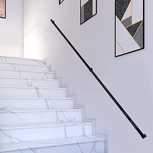 Barandilla de hierro forjado de 390 cm, barandillas de metal ajustables para escaleras internas, barandillas de tubo negras duraderas para seguridad y estilo