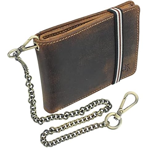 VISCONTI Leather Biker Wallet with Chain Cover
