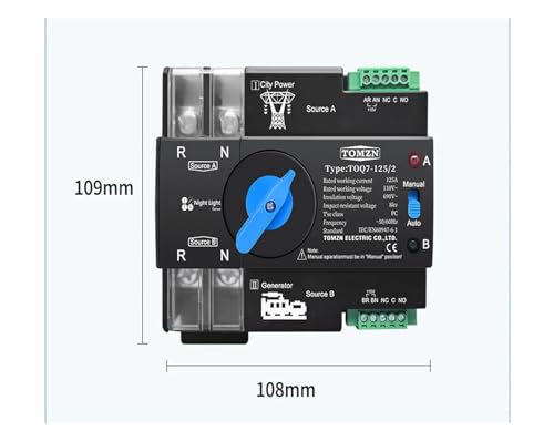 Interruptor selector de potencia dual de carril 2P 63A 110V conmutador de transferencia manual 3